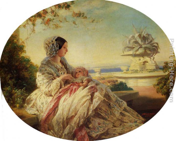 Queen Victoria with Prince Arthur painting - Franz Xavier Winterhalter Queen Victoria with Prince Arthur art painting